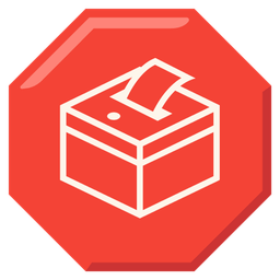 ballot box with ballot and stop sign