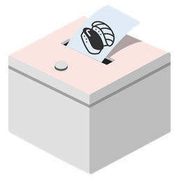 ballot box with ballot and sushi