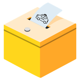 ballot box with ballot and taxi
