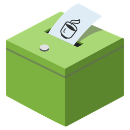ballot box with ballot and teacup without handle