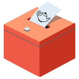 ballot box with ballot and teapot