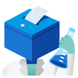 ballot box with ballot and test tube