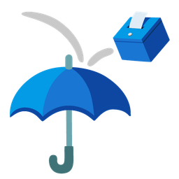 ballot box with ballot and umbrella