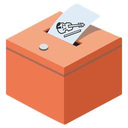 ballot box with ballot and violin