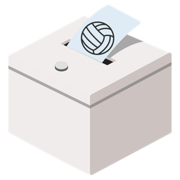 ballot box with ballot and volleyball