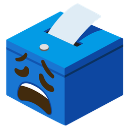 ballot box with ballot and weary face