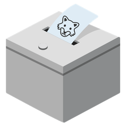 ballot box with ballot and wolf