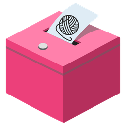 ballot box with ballot and yarn