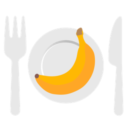 banana and fork and knife with plate