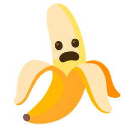 banana and frowning face with open mouth
