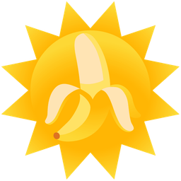 banana and sun with face
