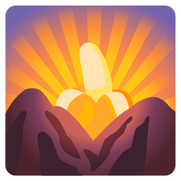 banana and sunrise over mountains
