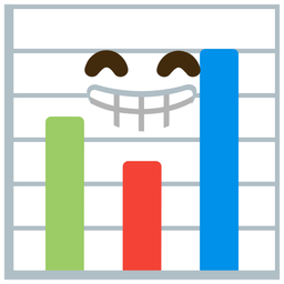 Bar chart and Beaming face with smiling eyes