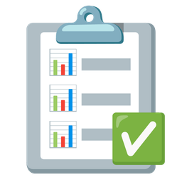 bar chart and check mark button