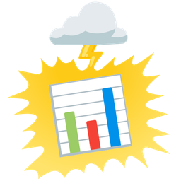 bar chart and cloud with lightning