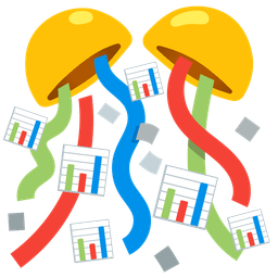 bar chart and confetti ball