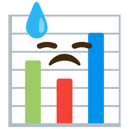 bar chart and downcast face with sweat