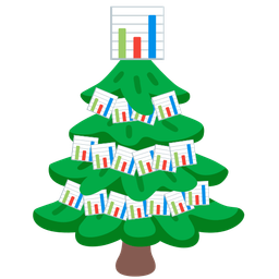 bar chart and evergreen tree