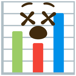 bar chart and face with crossed-out eyes