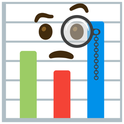 bar chart and face with monocle