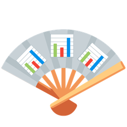 bar chart and folding hand fan