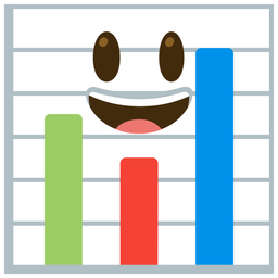 Bar chart and Grinning face with big eyes