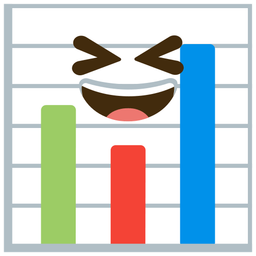 Bar chart and Grinning squinting face