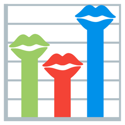 bar chart and kiss mark