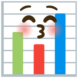 Bar chart and Kissing face with closed eyes