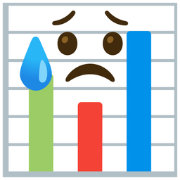 bar chart and sad but relieved face