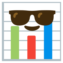 bar chart and smiling face with sunglasses