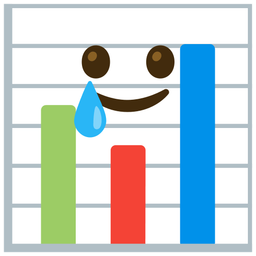 Bar chart and Smiling face with tear