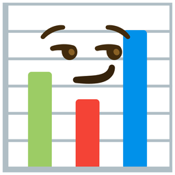 bar chart and smirking face