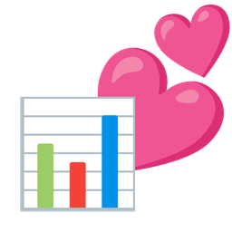 bar chart and two hearts