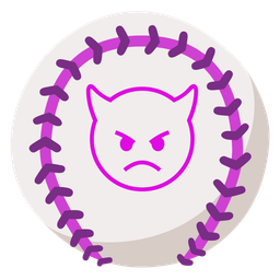 baseball and angry face with horns