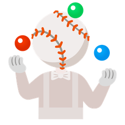 baseball and clown face