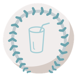 baseball and cup with straw