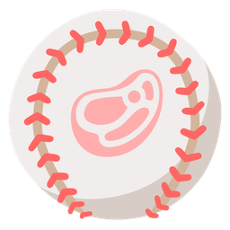 baseball and cut of meat