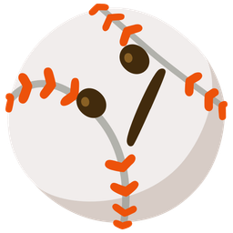 baseball and face with diagonal mouth