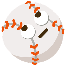 baseball and face with rolling eyes