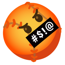 baseball and face with symbols on mouth