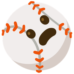 baseball and frowning face with open mouth