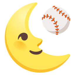baseball and last quarter moon face