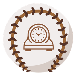 baseball and mantelpiece clock