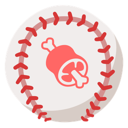 baseball and meat on bone