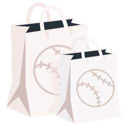 baseball and shopping bags
