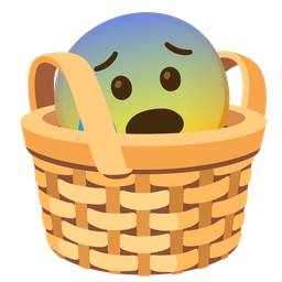 basket and anxious face with sweat