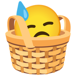 basket and downcast face with sweat