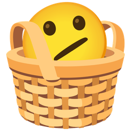 basket and face with diagonal mouth