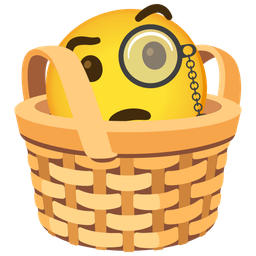 basket and face with monocle